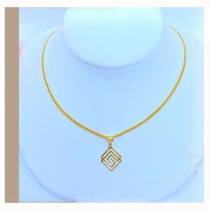 18K Real Gold G Maze Necklace 18”